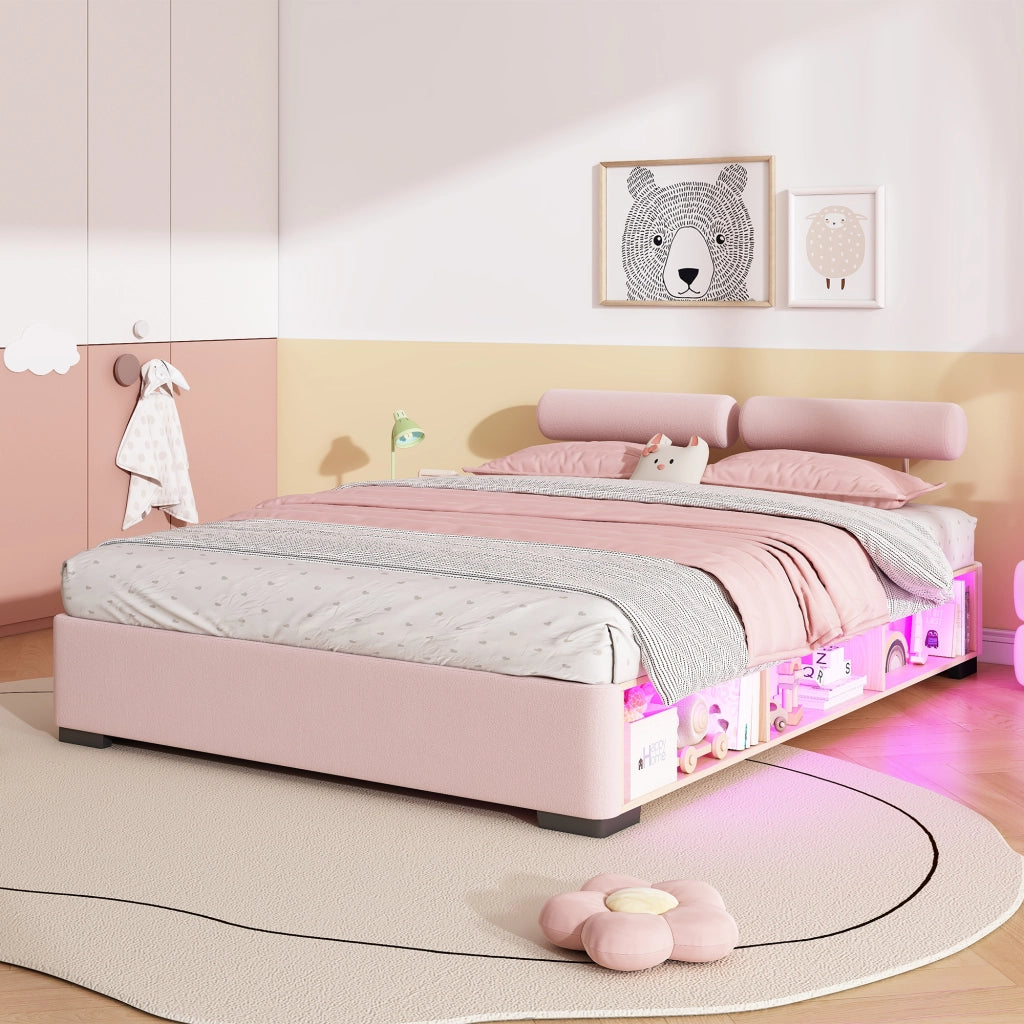 letto imbottito velluto rosa 140x200 cm