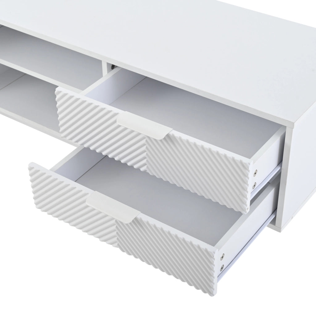 Mobile Porta TV 200 cm Bianco Moderno con 2 Ante e 2 Cassetti per TV fino a 80 Pollici