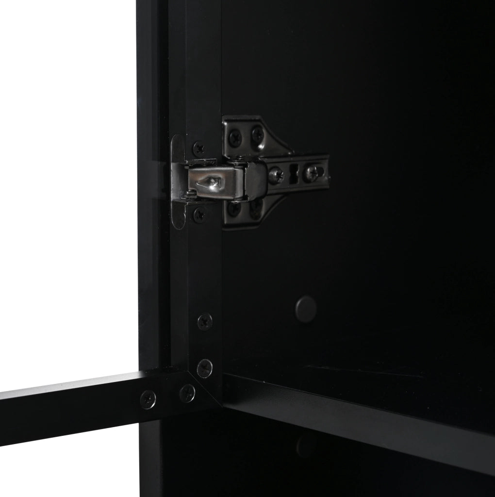 Vetrina Alta 80x34x180 cm con Vetro, 1 Cassetto e Illuminazione LED Controllabile via App, Nero