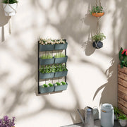 Fioriera da parete a quattro livelli con 8 vasi e fori di drenaggio per balcone terrazza e giardino 52.5 × 14 × 90 cm