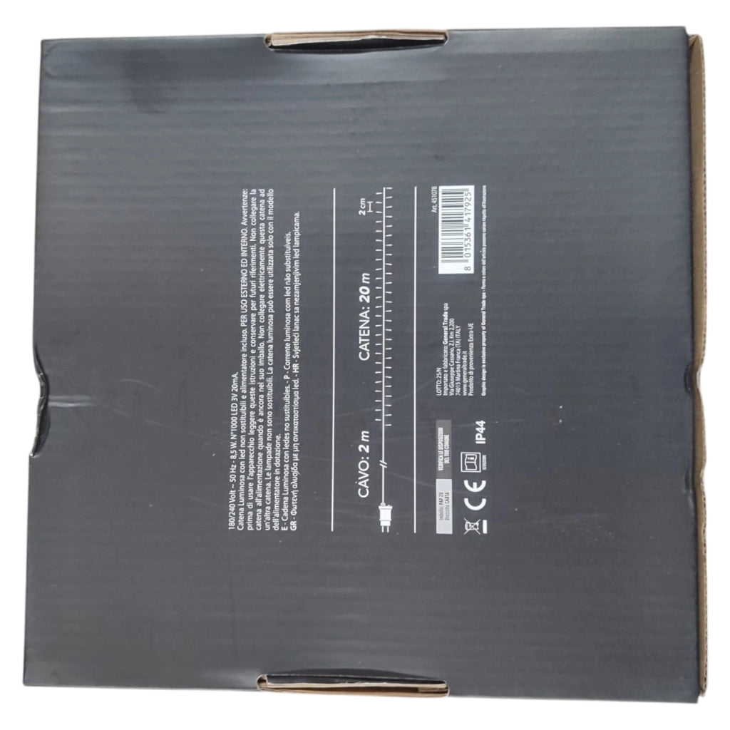 LUCI LED ORO 1000 LED 20 MT INTERNO ESTERNO CAVO TRASPARENTE