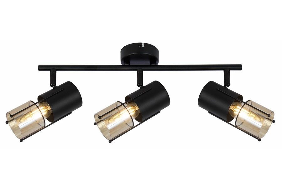 Plafoniera loft nera Scottie 3 luci E14 40W Reality