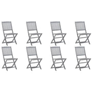 Sedie da Giardino Pieghevoli 8 pz con Cuscini Massello Acacia 3078296