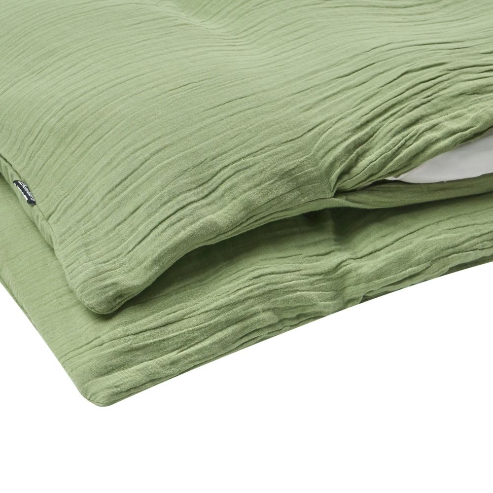 Set copripiumino e federa in mussola di cotone verde 220 x 240 cm per camera da letto moderna
