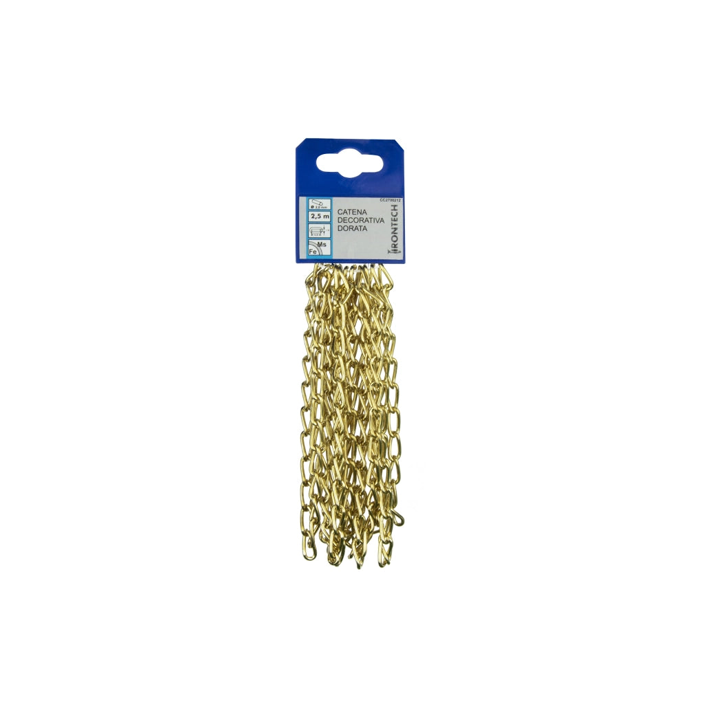 Catena decorativa pretagliata Ã˜ 2 mm. in acciaio ottonato 2,5 mt.