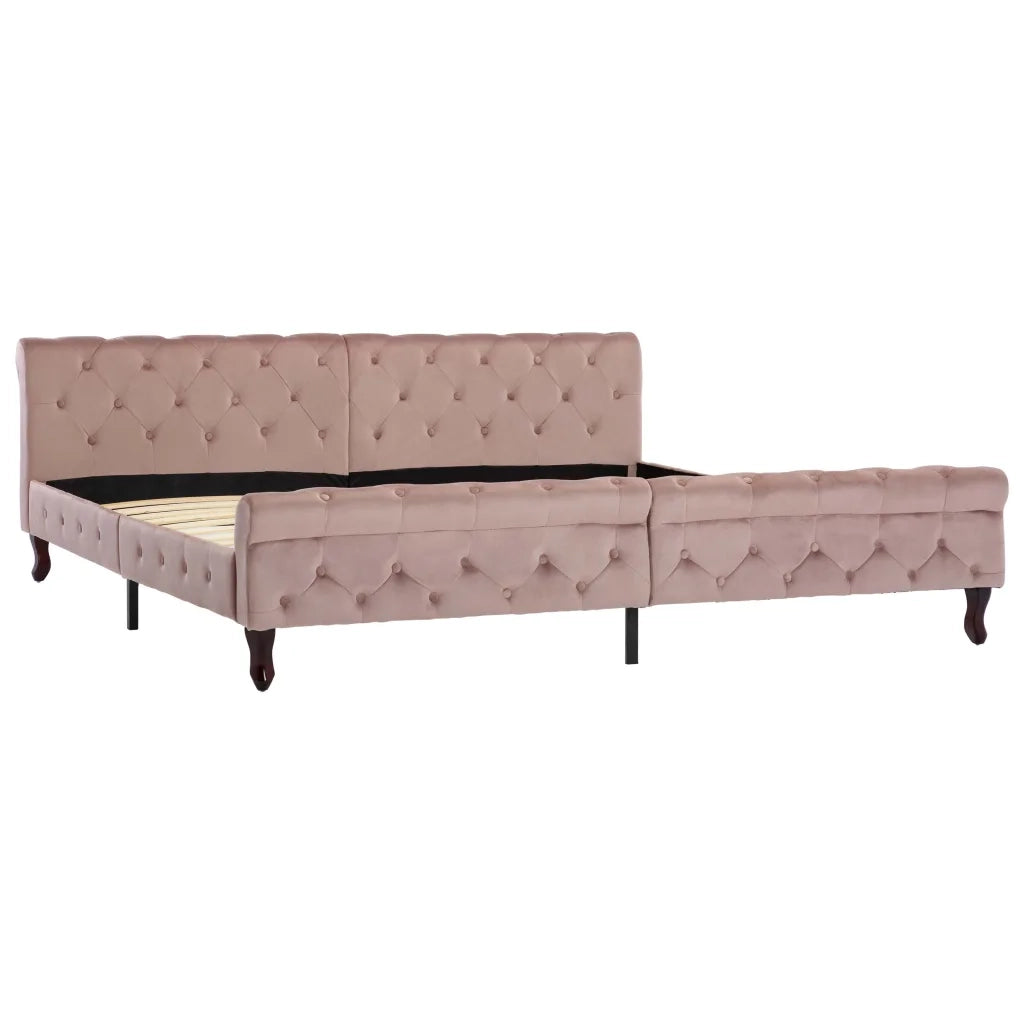 Giroletto-Struttura Letto Rosa in Velluto 200x200 cm