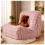 Poltrona pouf a forma di bruco, seduta da pavimento con schienale, in flanella rosa