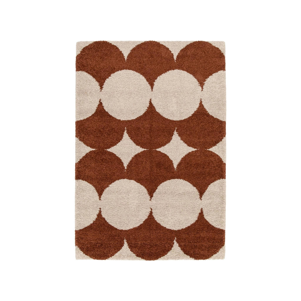 Tappeto da interno motivo cerchi crema e terracotta
