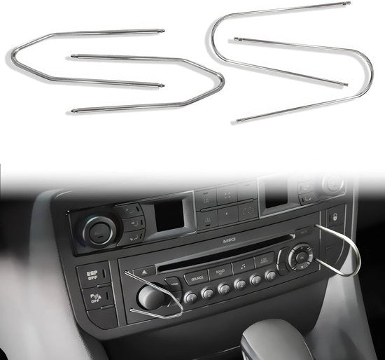 Kit di rimozione autoradio 4 pezzi - Chiave di accensione - Morsetto - Strumento di rimozione - Adatto a tutti i veicoli - Progettato ergonomicamente - Chiave di rimozione radio