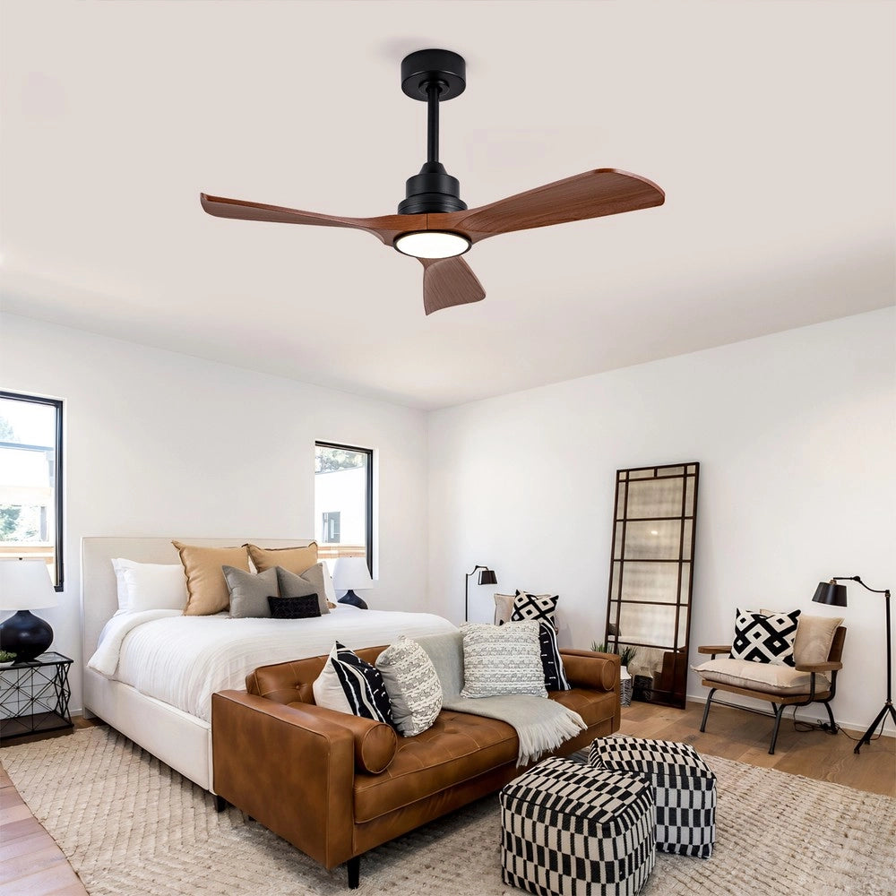 Ventilatore da soffitto con luce ¨C Minimal ¨C colore noce, DC silenzioso, per interno/esterno