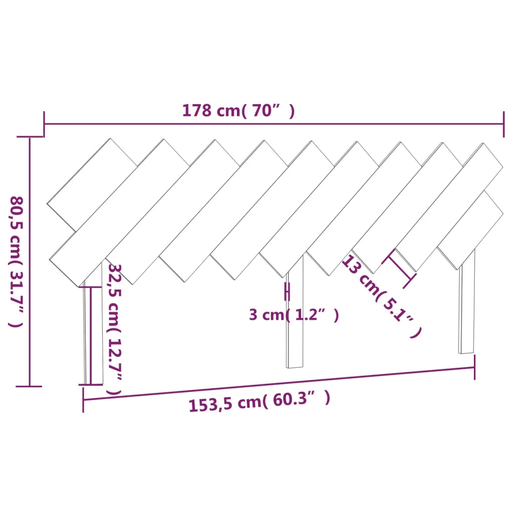 Testiera per Letto 178x3x80,5 cm in Legno Massello di Pino 819235