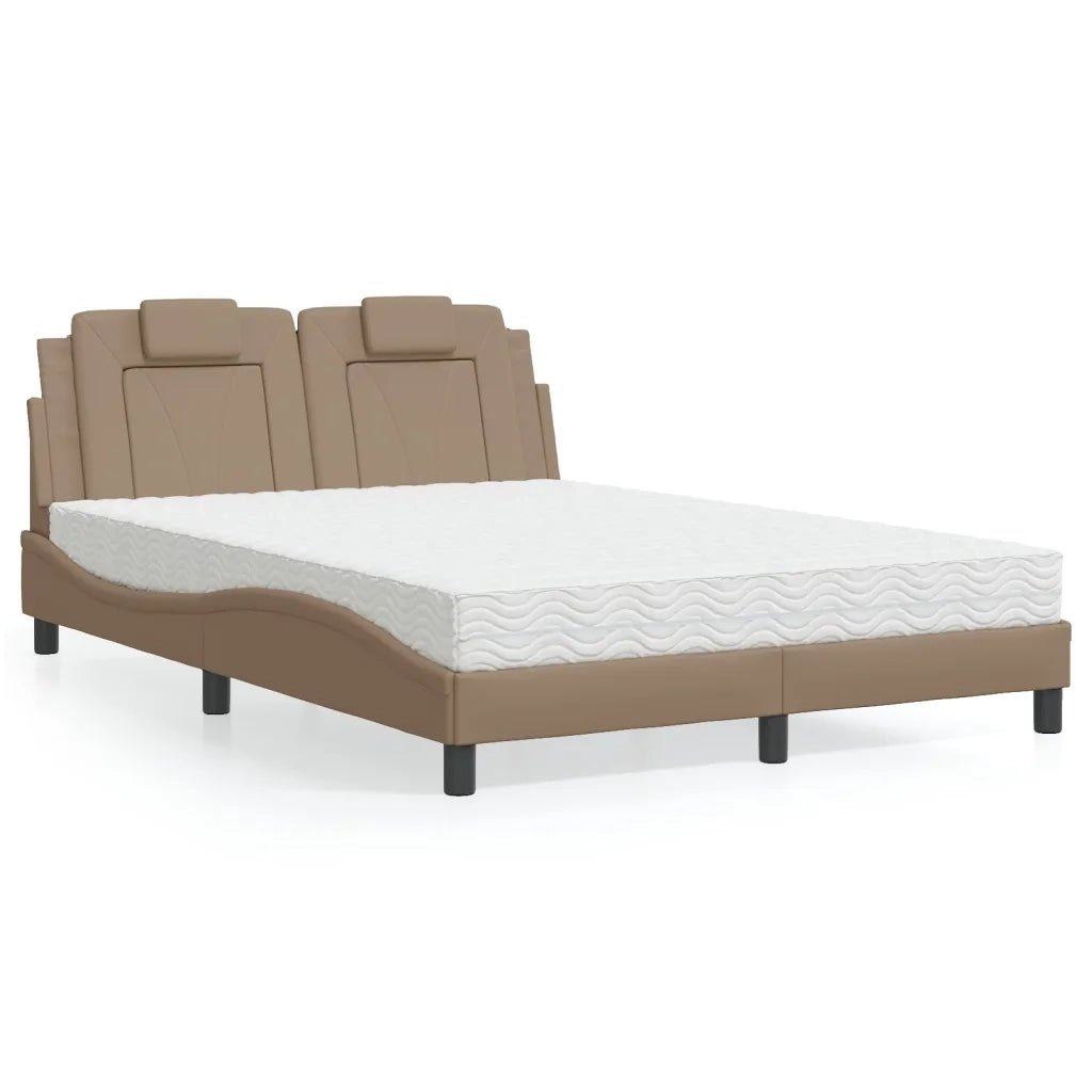Letto Viana con Materasso Cappuccino 140x200cm Similpelle