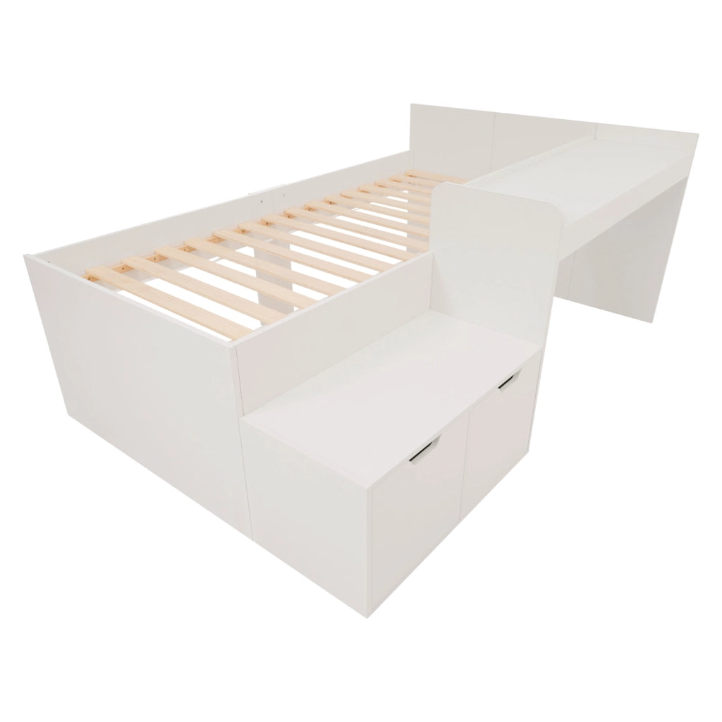 Letto per bambini con scrivania bianco 90x200 cm