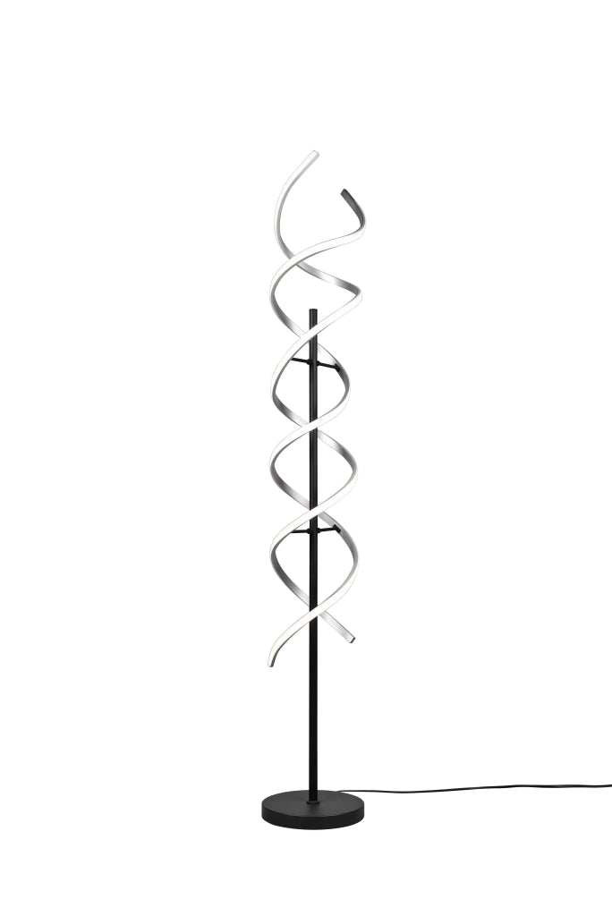 Piantana LED a spirale, metallo, alluminio e nero, H 150 cm, Sequence