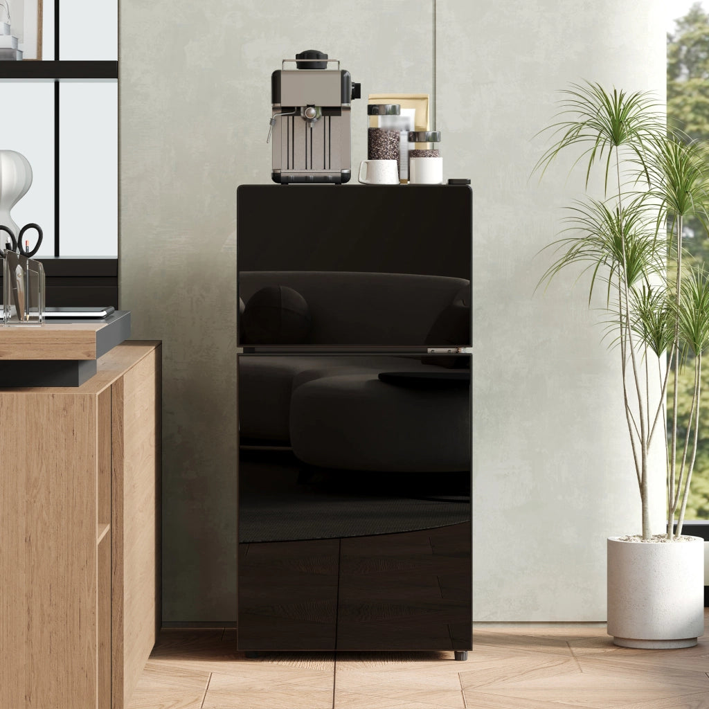 Minifrigo 60 l con congelatore da 22 l porta in vetro LED regolazione a 7 livelli nero 42.5 × 44.5 × 87.5 cm