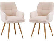 Set di 2 sedie in velluto a coste "Mayra" - 60 x 56 x 88 cm - Beige