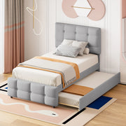LETTO POLSTER 90 x 200 cm con letto estraibile, testiera regolabile, grigio