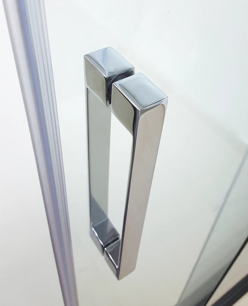 Box doccia angolare FUTURA frontale + laterale fisso 140x80 cm acciaio inox lucido vetro trasparente