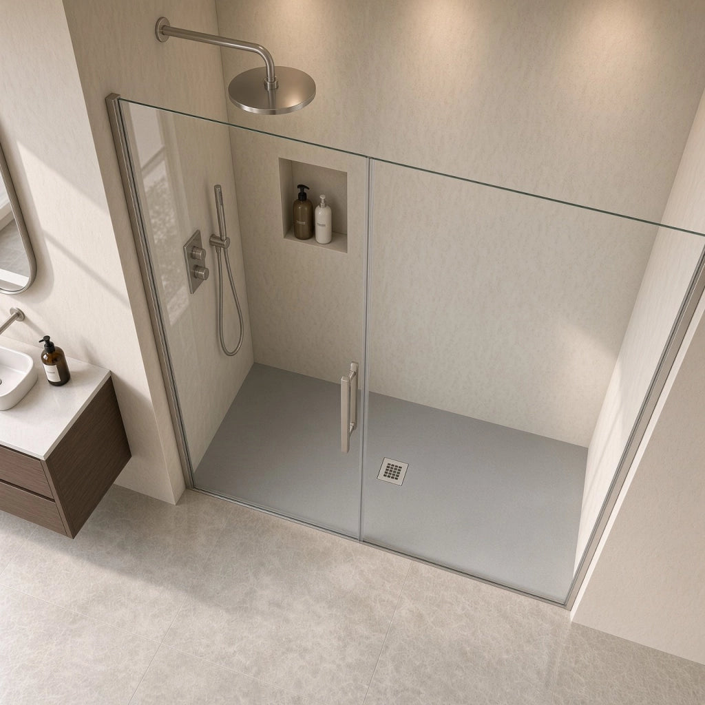 Piatto doccia rettangolare 90x100 cm effetto pietra marmoresina STONE grigio cemento FRANCIA