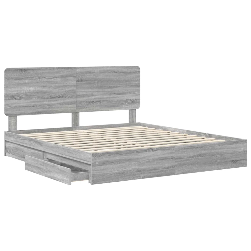 Letto con Contenitore con testiera Grigio Sonoma 180 x 200 cm 3412663