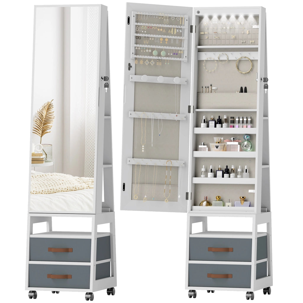 Cassettiera con Specchio e Luci LED ¨C Minimal ¨C Bianco