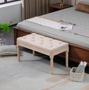 Panca Imbottita Vintage con Bottoni 80 x 40 x 43 cm Beige per Ingresso e Camera da Letto