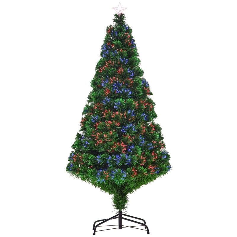 Albero di Natale artificiale con fibre ottiche e luci colorate; rami in PVC; verde; Ø 70 × 150 cm; per interni