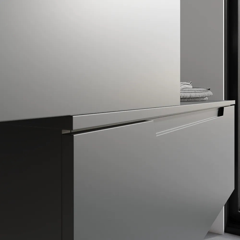 Mobile bagno sospeso modulare 100cm grigio opaco due cassetti con top | Bako