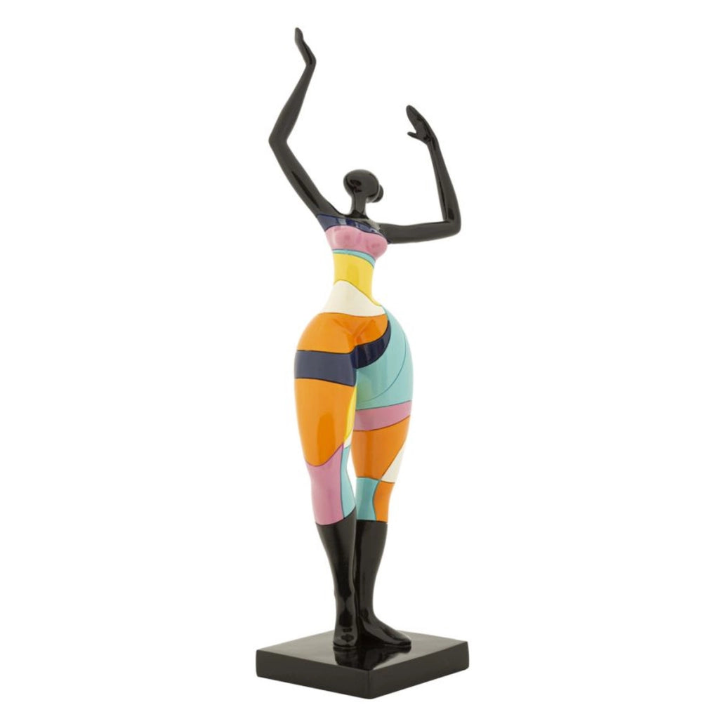 Scultura Donnina Dance Rubic A in resina multicolore