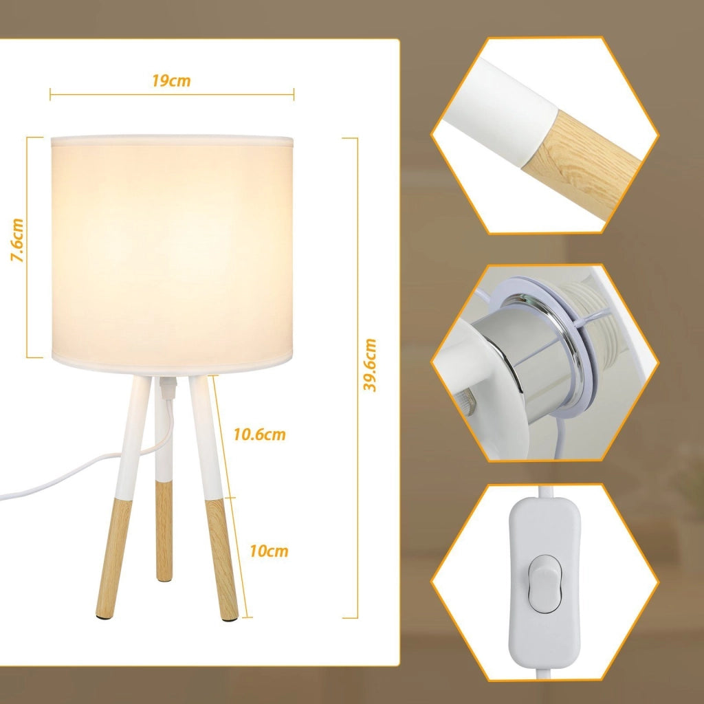 ZMH Lampada da tavolo LED E27 per camera da letto comodino