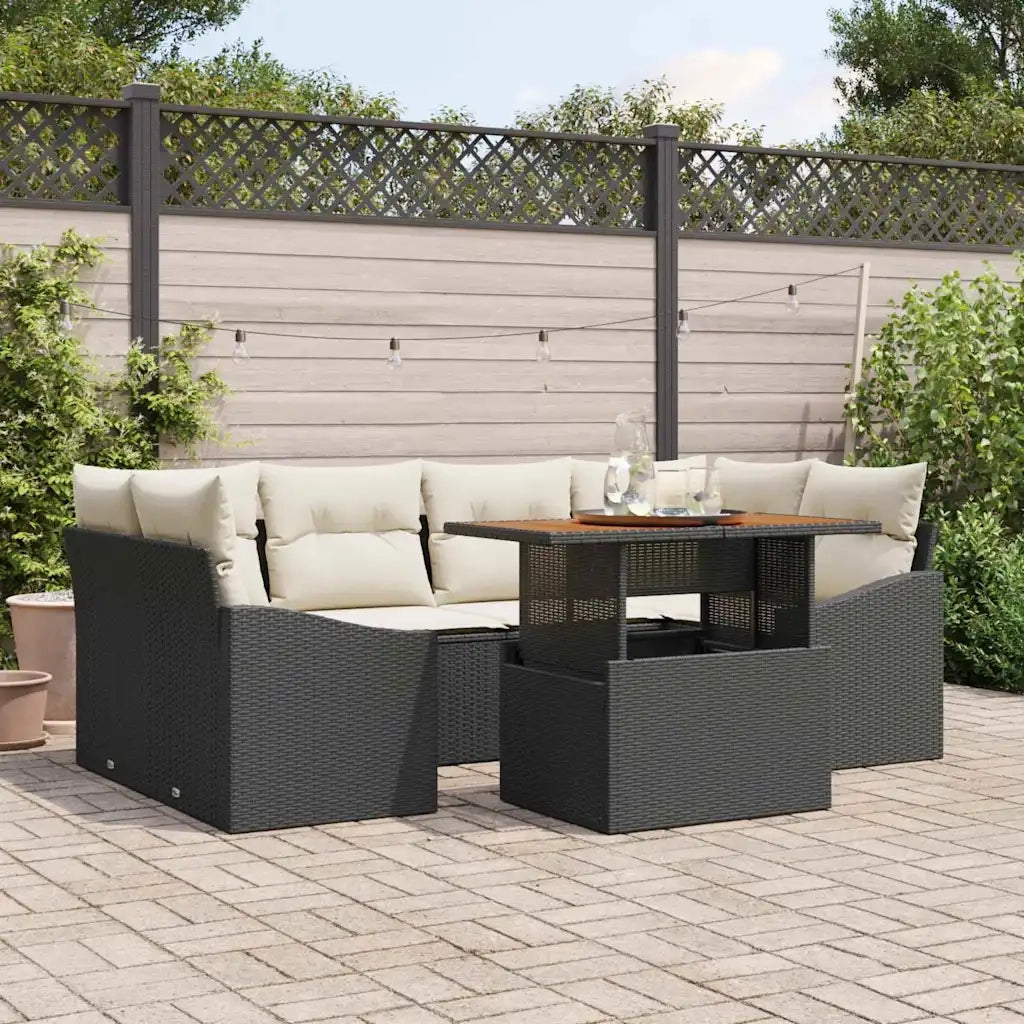 Set Divano da Giardino con archiviazione 7 pcs Nero Poly Rattan 3358525