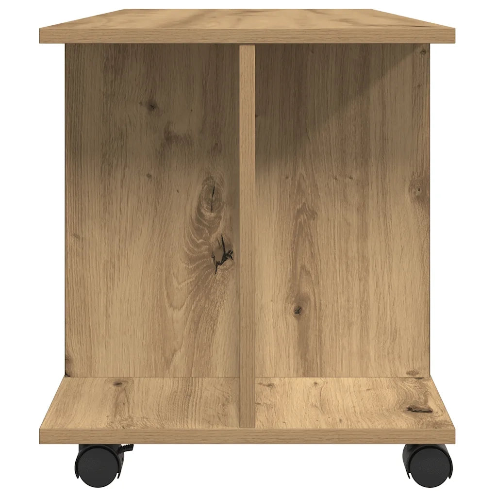 Mobile TV Ruote Rovere Artigianale 80x40x45cm Legno Multistrato