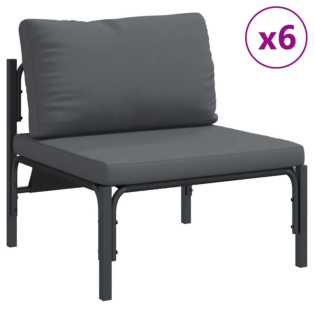 Set Divano da Giardino con cuscino 13 pcs Nero Acciaio