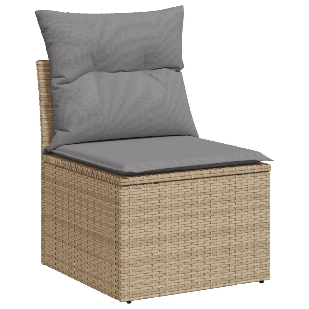 Set Divano da Giardino 5 pz con Cuscini-Sofa da Giardino-Divanetto da esterno Beige in Polyrattan 715539