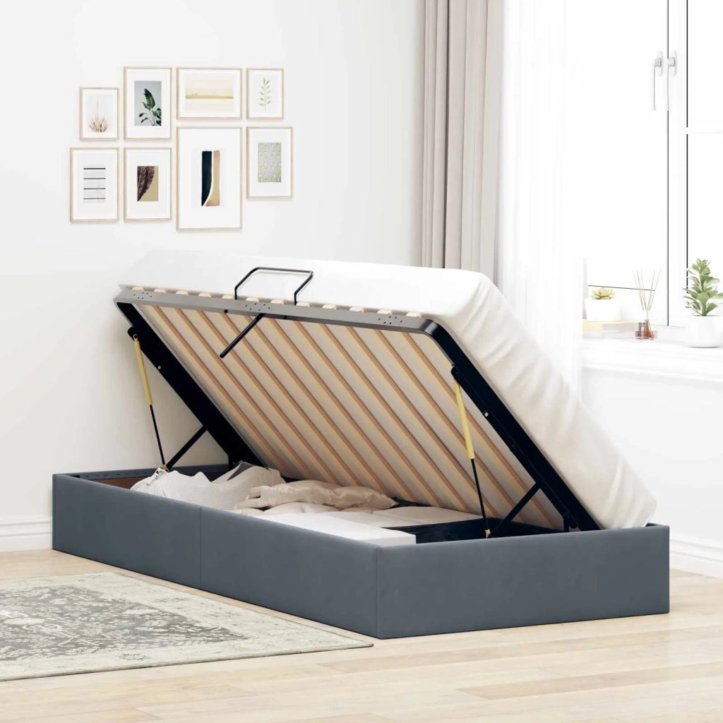 Letto ottomano Grigio Scuro 90 x 190 cm Velluto 3442851
