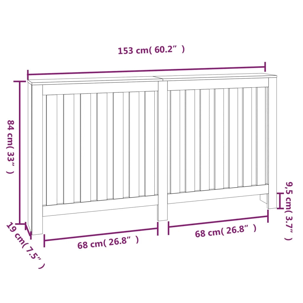 Copertura Termosifone 153x19x84 cm in Legno Massello di Pino 822576