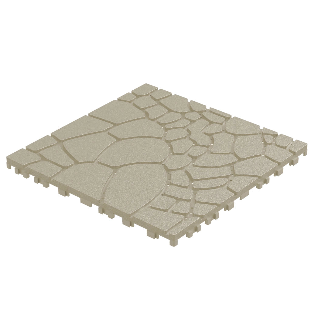 Piastrelle da esterno ULEVR 30,5x30,5 cm, set 44 pezzi a incastro in polipropilene beige per balcone e terrazza