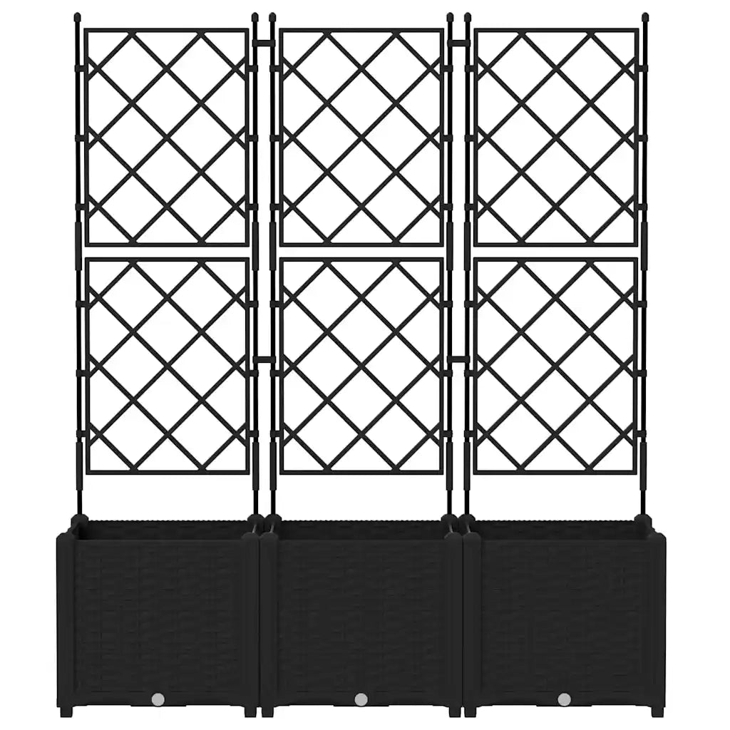 Fioriere | Cassetta per fiori | Vaso da giardino 3 pz Nero 120 x 40 x 143 cm Plastica