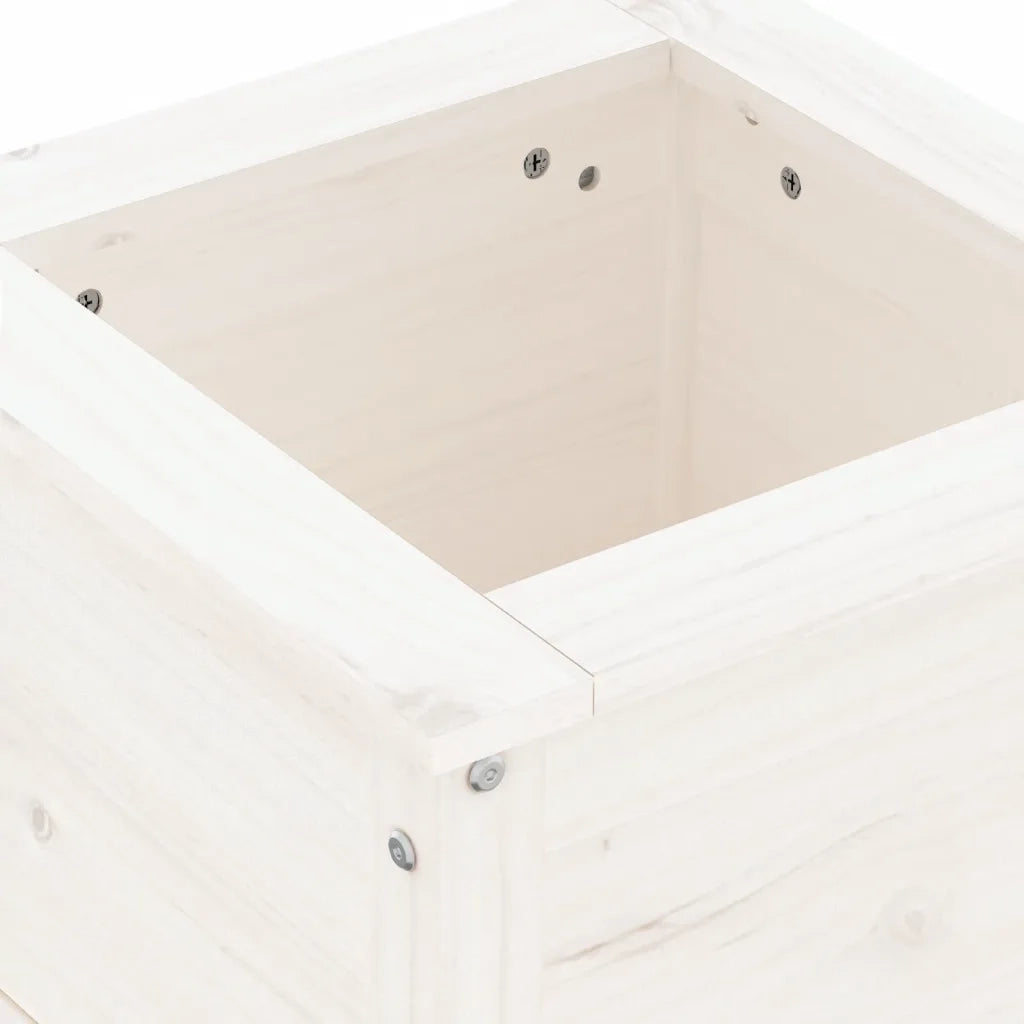 Fioriera da Giardino-Vaso da Esterno Bianca 40x40x39 cm Legno Massello di Pino