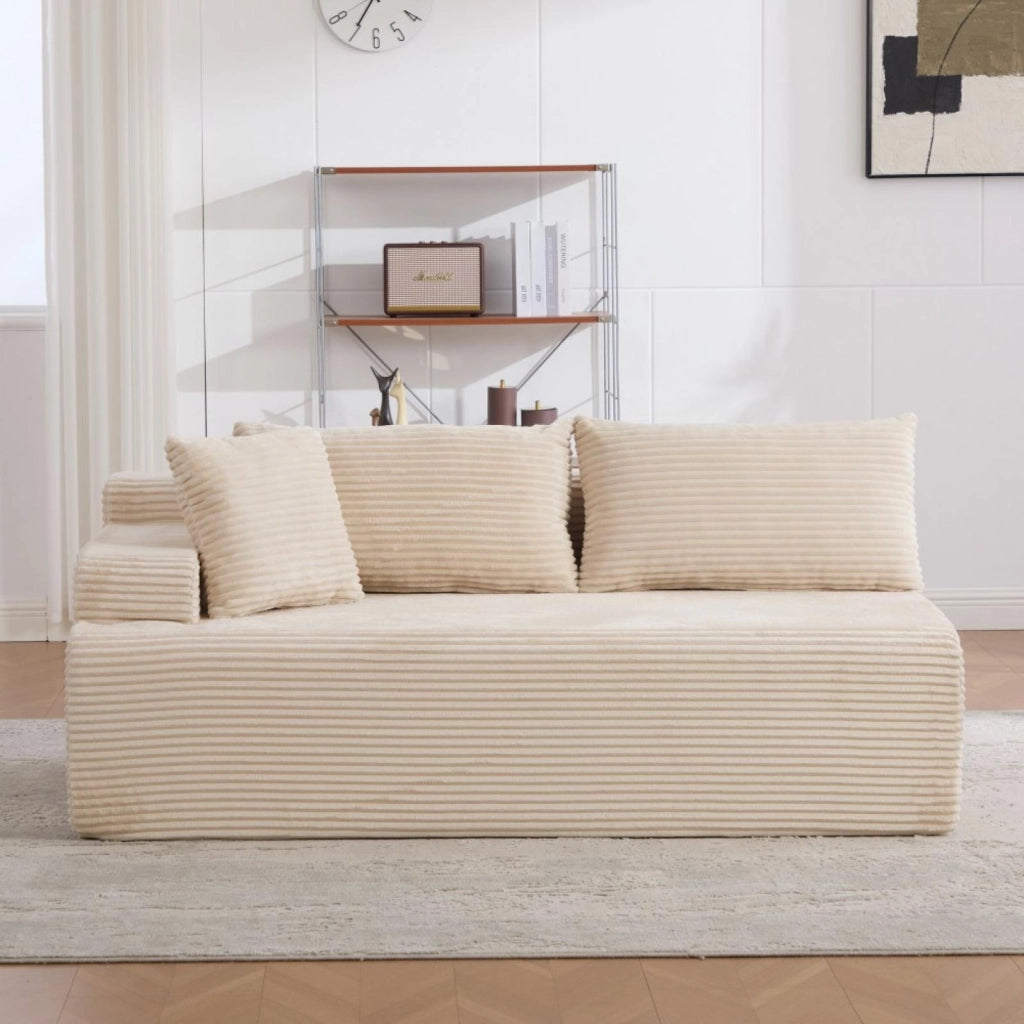 Divano compatto, divano modulare, tessuto chenille, schiuma ad alta elasticità 30D, base antiscivolo, 2 posti, beige