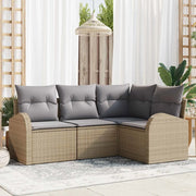 Set Divano da Giardino 4 pcs Beige e Grigio Chiaro polyrattan