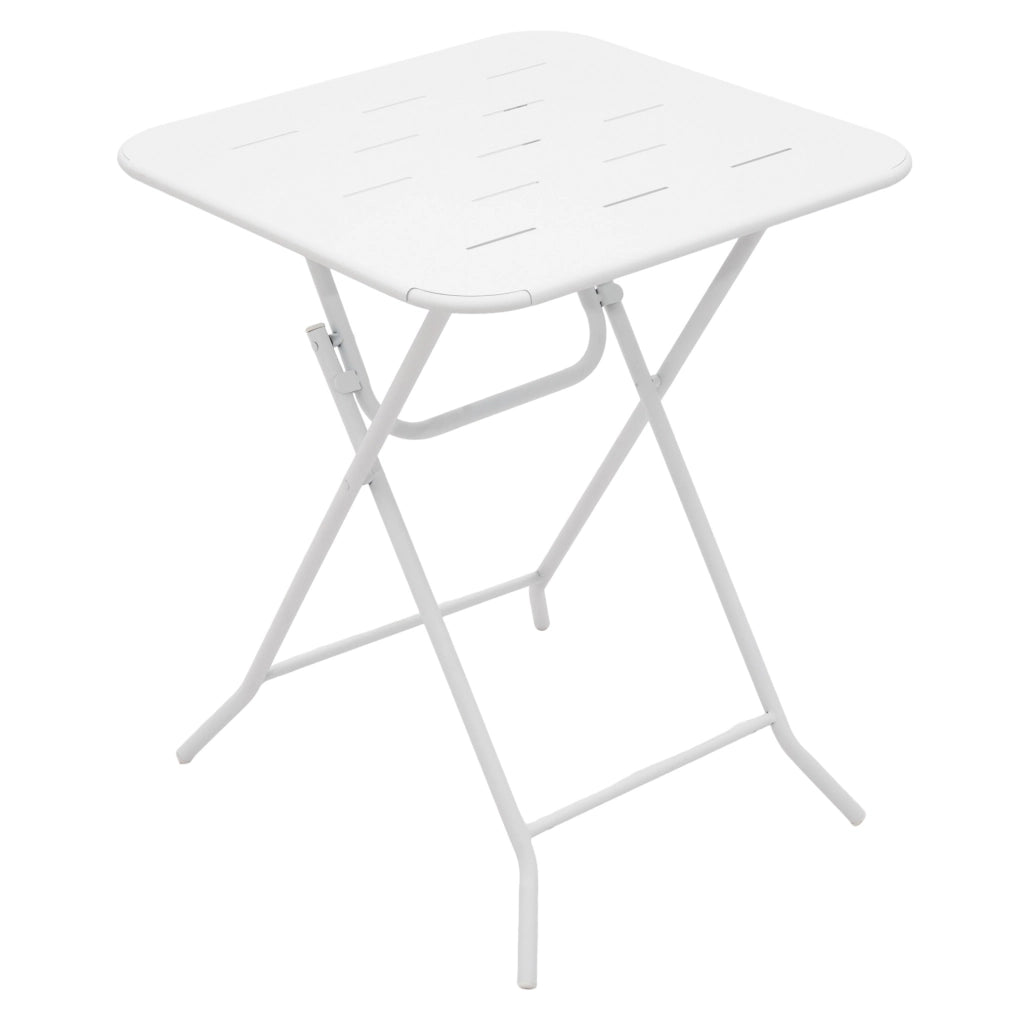 Set Bistro Pieghevole da Esterno in Acciaio a 3 Pezzi, Tavolo e 2 Sedie Resistenti alle Intemperie, Bianco