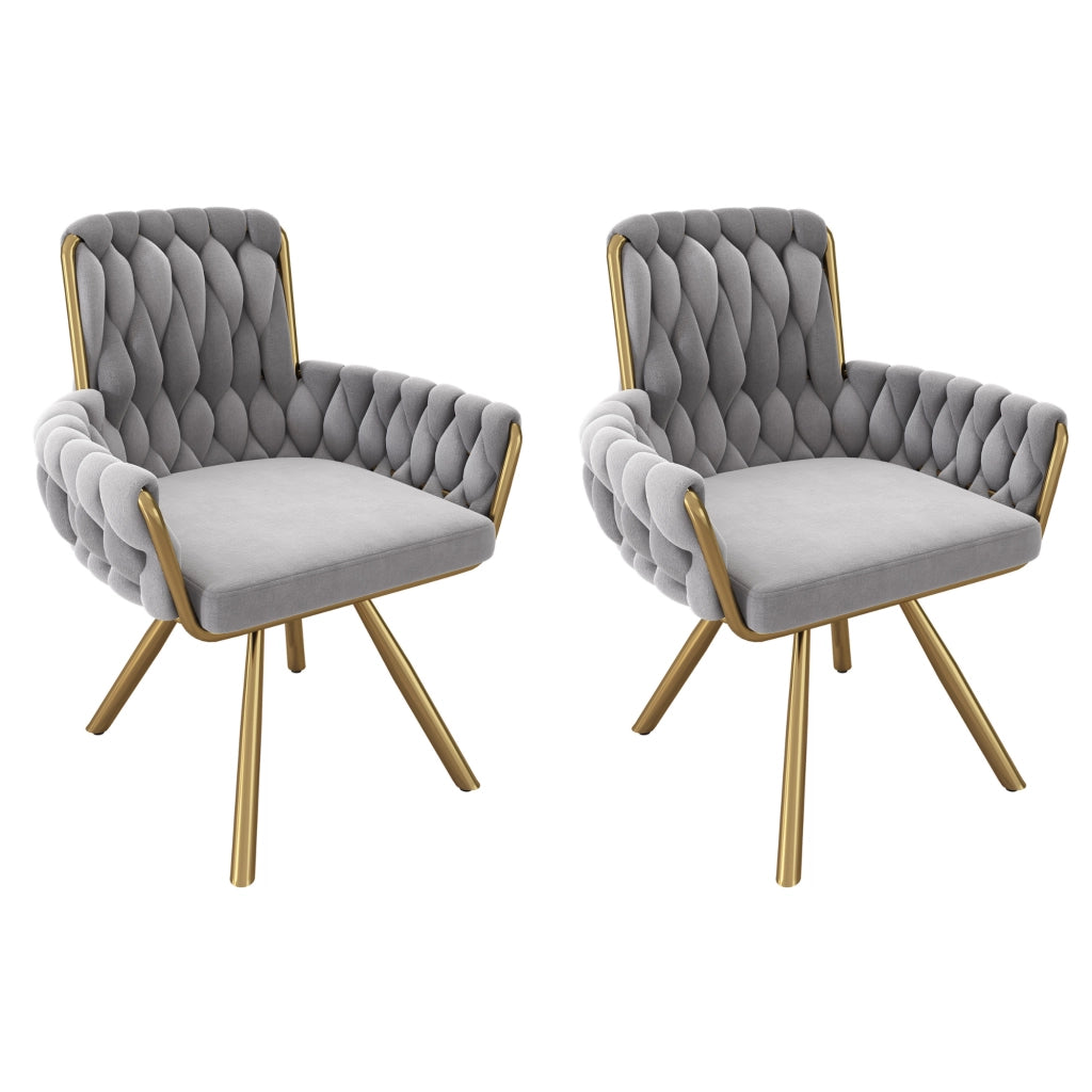 Sedia da Pranzo Girevole in Velluto, Set 2 Pezzi ¨C Xylo ¨C Grigio, Gambe in Metallo