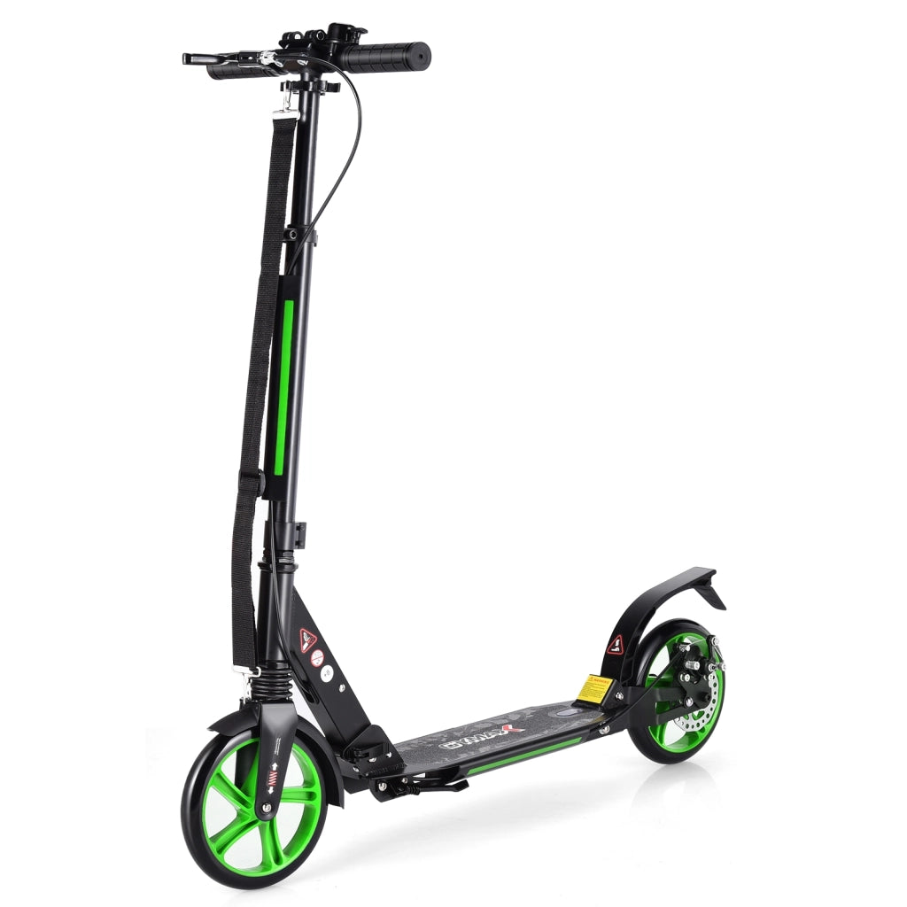 Monopattino pieghevole con manubrio regolabile per bambini, Monopattino con piattaforma di alluminio Verde
