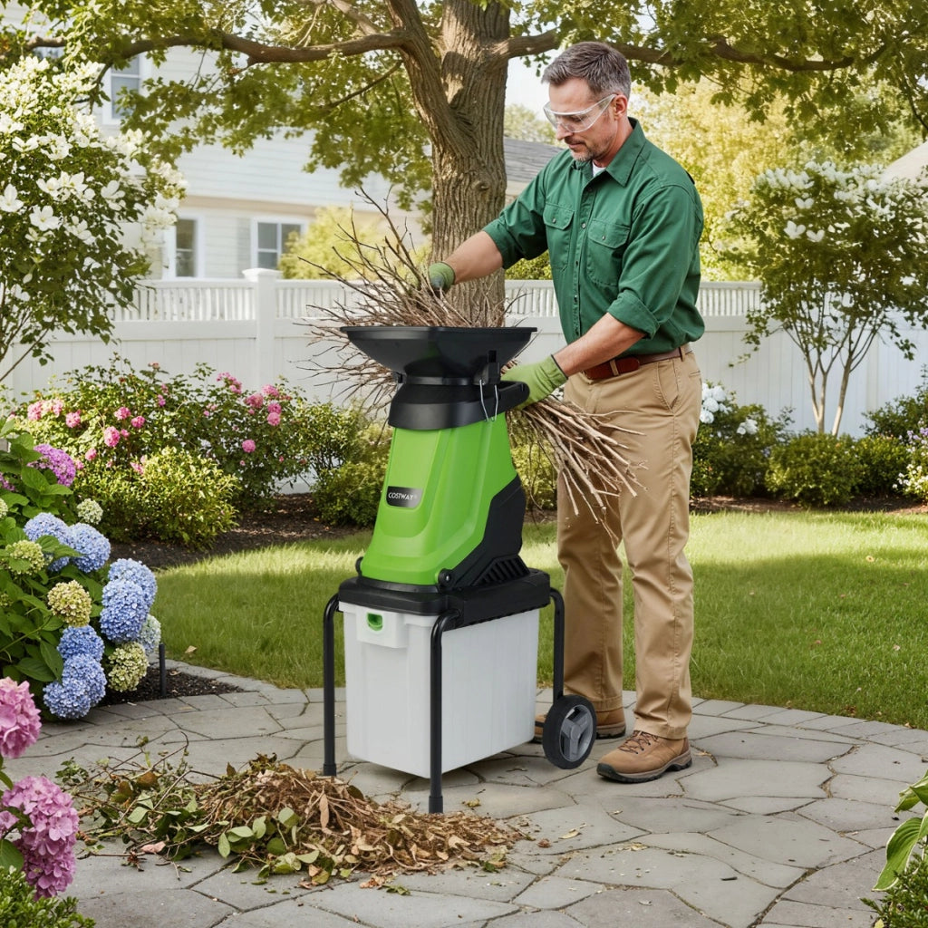 Trituratore elettrico per legno tritatutto e sega elettrica estensibile multi angolo, Trituratore mulching elettrico a fili e motosega telescopica da giardino