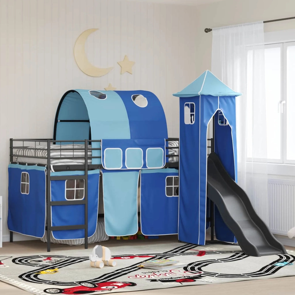 Struttura del letto loft per bambini-Giroletto per bambini Nero e Blu 107 x 200 cm 358492