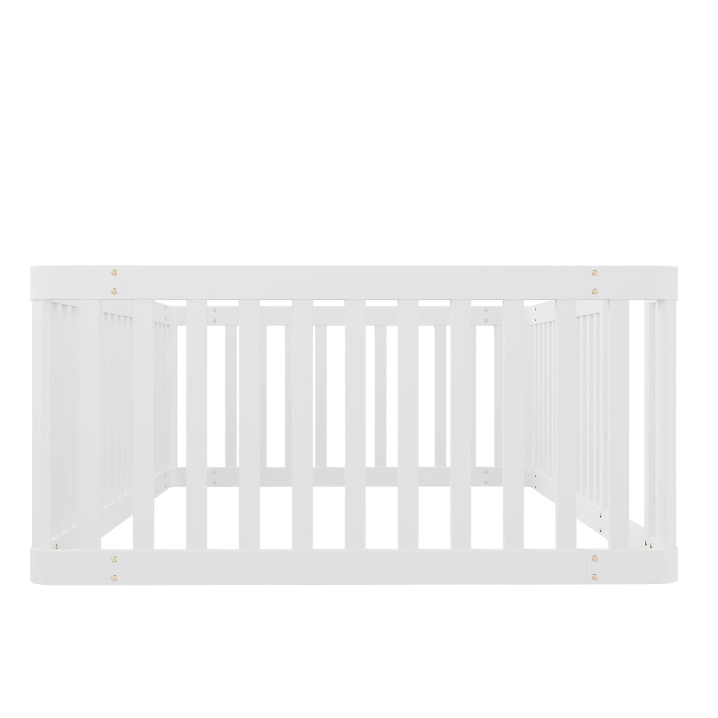 Letto per bambini 90 × 200 cm 1 posto con recinto di sicurezza, senza materasso, in legno di pino, bianco