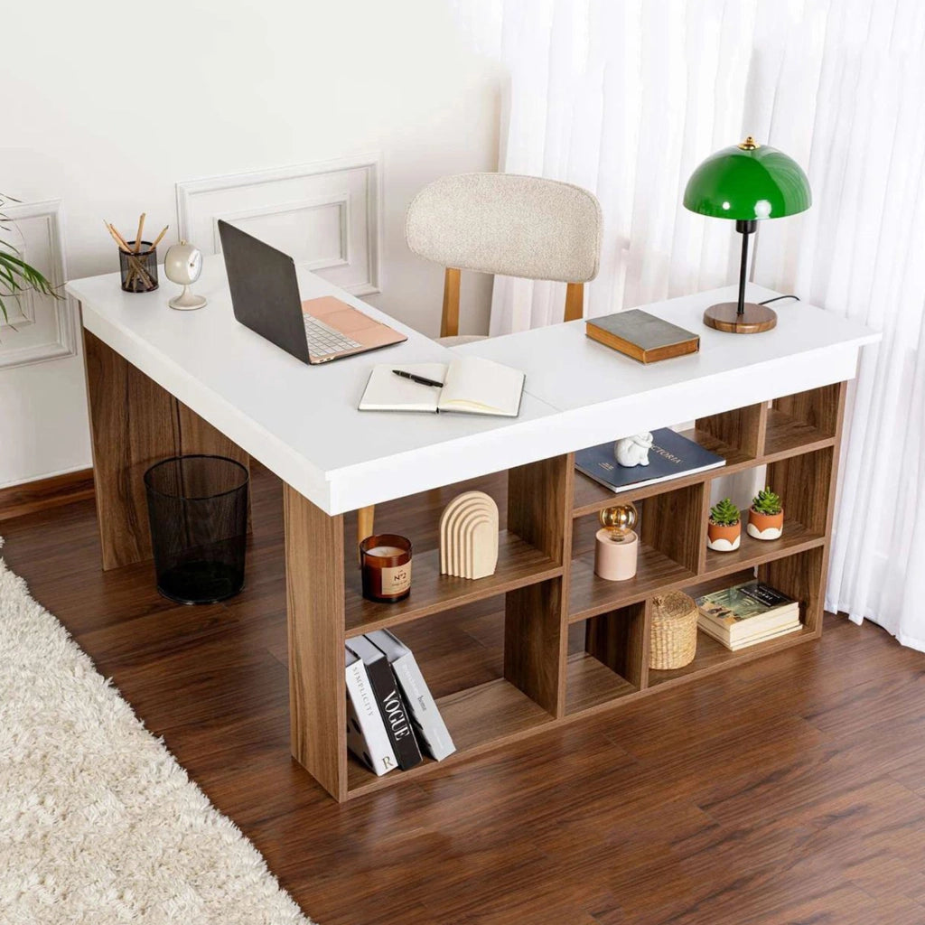 Altin, Scrivania Angolare, 130x120x72h cm Bianco