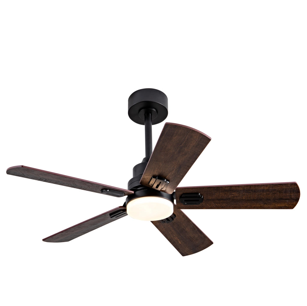 Ventilatore da soffitto nero da 42 pollici con luce dimmerabile e telecomando per interni ed esterni