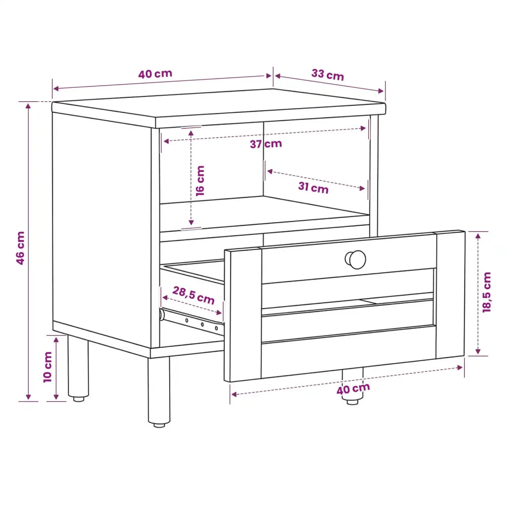 Comodino 2 pcs Marrone 40 x 33 x 46 cm Legno di mango massello 4018851